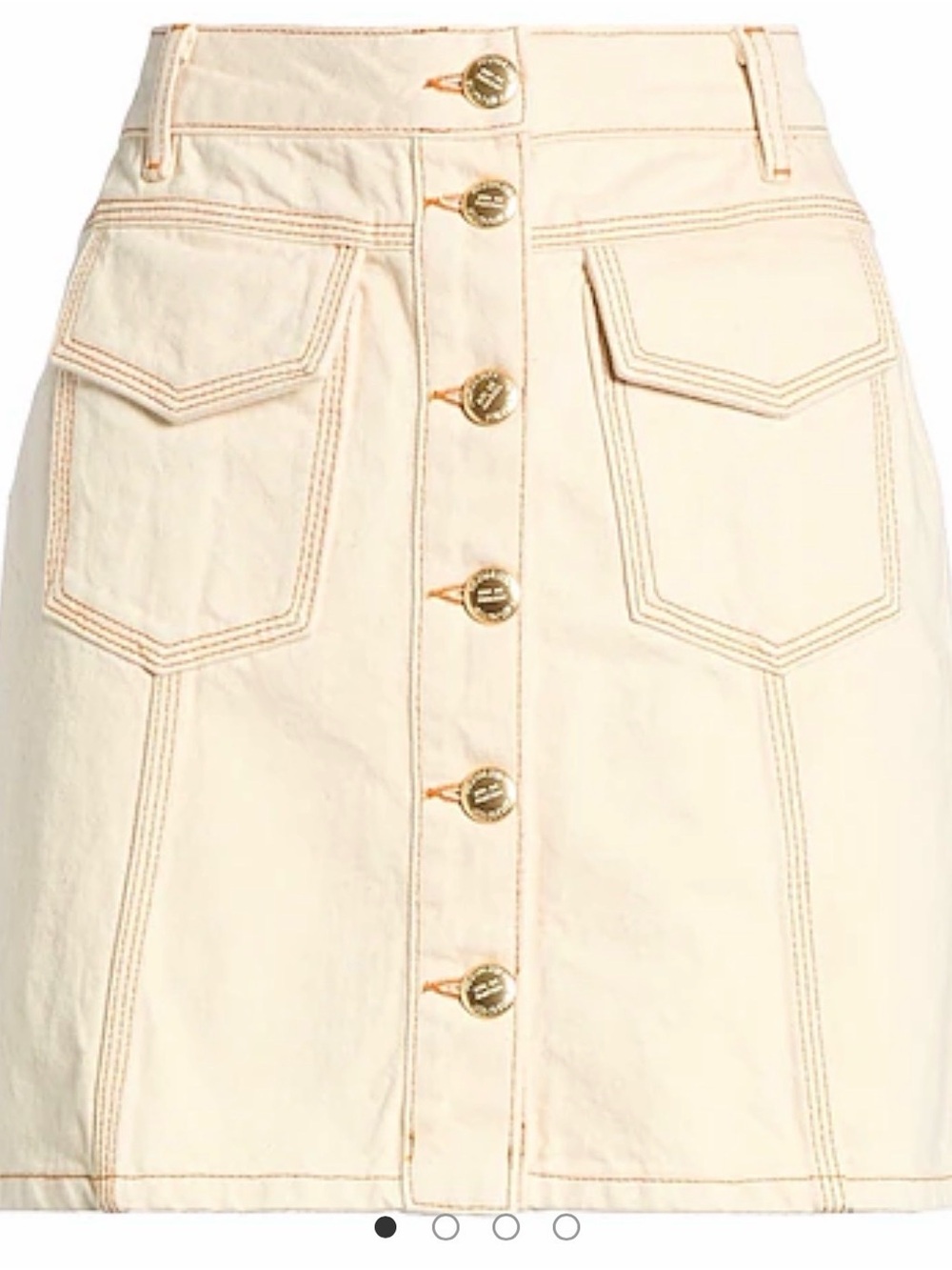 FARM Rio Cream Button-Front Mini Skirt with Contrast Stitching